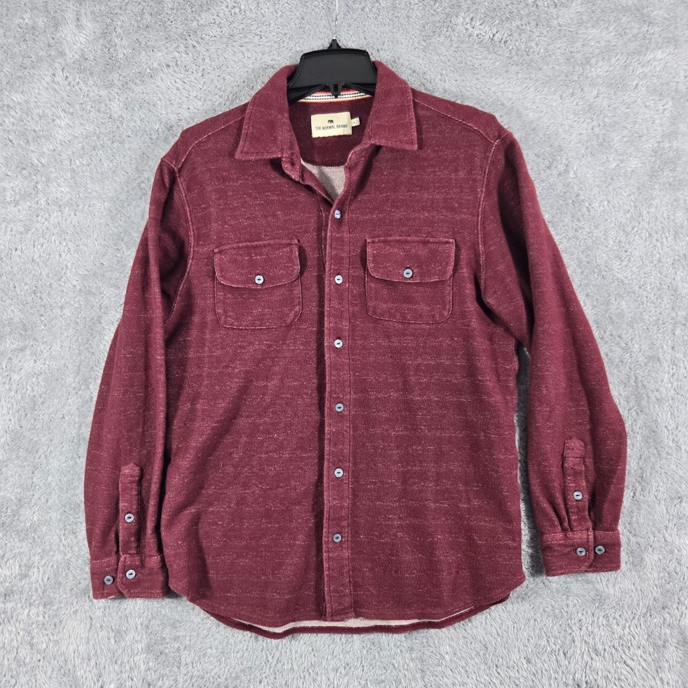 The Normal Brand Mens Puremeso Button Down Shirt Burgundy Maroon Size M